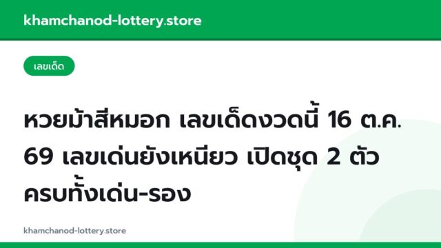 หวยม้าสีหมอก เลขเด็ดงวดนี้ 16 ต.ค. 69 เลขเด่นยังเหนียว เปิดชุด 2 ตัวครบทั้งเด่น-รอง